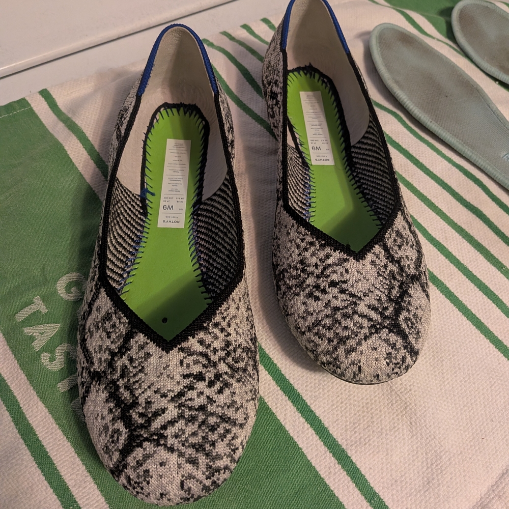 Rothy's Black and White Python Flats
